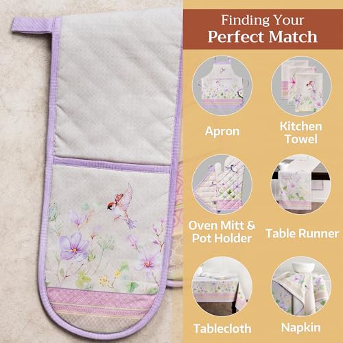 Double Oven Mitts 100% Cotton Double Oven Glove (092 - Magnolia Mornings / 7" x 35" (Double Oven Mitt))