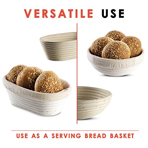 Bread Banneton Proofing Basket [Set of 2] Oval 10x6 Inch Sourdough Rising Baskets with Liner (2 Count)