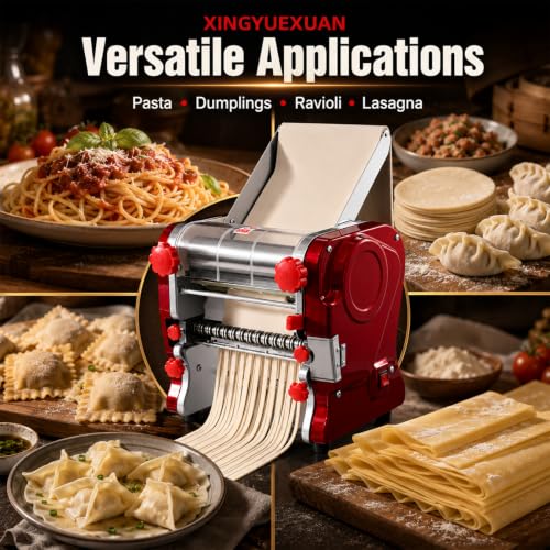 Electric Pasta Making Machine Commercial Noodle Spaghetti Maker Dough Roller with 2mm (Red / 2/6MM)