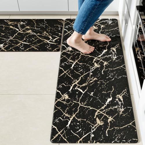 Gold Foil Stamped Marble Kitchen Mats (19.64 Sq Ft)