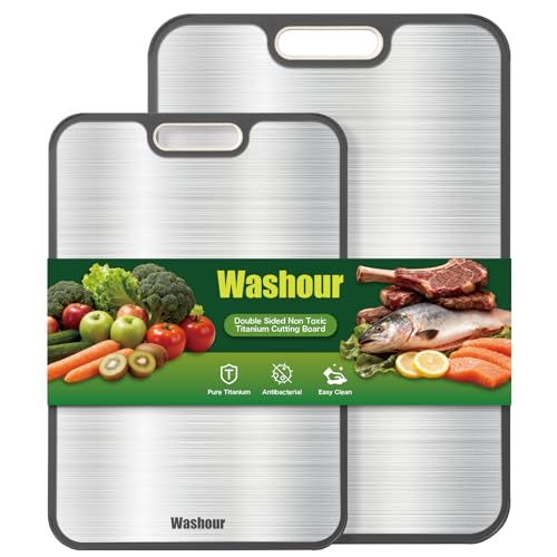 Non Toxic Titanium Cutting Board for Kitchen (Titanium / 16"L + 18.1"L)
