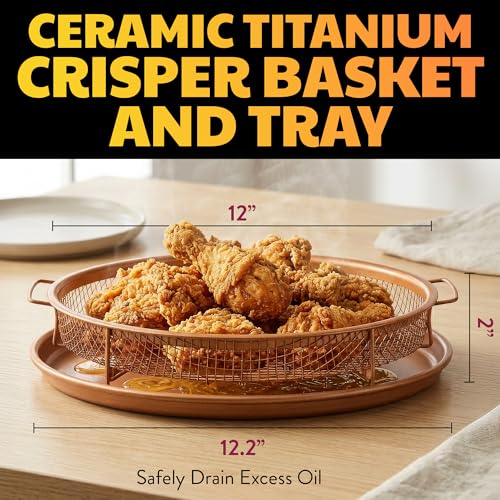 Crisper Tray Air Fryer Basket for Oven (Copper / 12" Round)