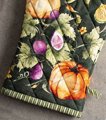 Maison d'Hermine Oven Gloves 100% Cotton Oven Mitt (026 - Pumpkin Garden - Dark Green / 7.5" x 13" (Oven Mitt))