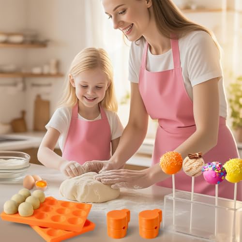 2 Pack Round Sphere Cake Pop Mold Press with Tray Set (Mold and tray)