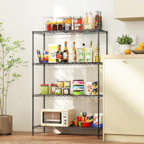 4 Tier Wire Shelf (Black / 35×13×53)