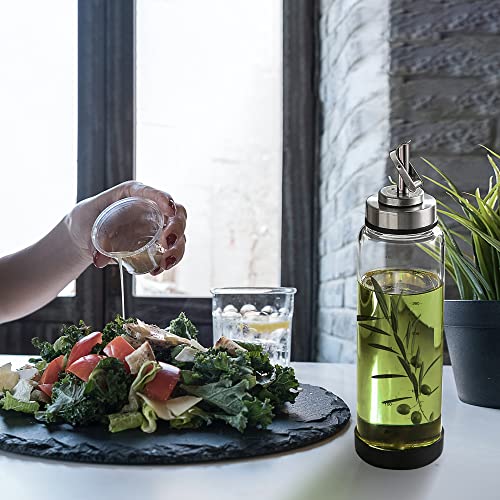 Glass Olive Oil Dispenser Bottle (Silver)