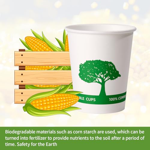 400 Pack Compostable Paper Cups (White)