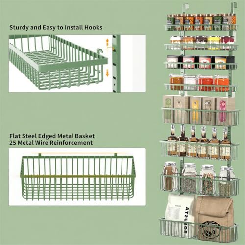 Sage Green Over The Door Pantry Organizer (Sage Green / 8-Tier)
