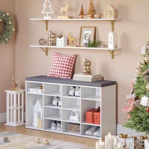 Long Wall Shelves (White and Gold / 47.3 Inch)