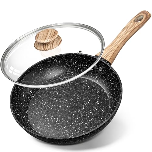 8 Inch Nonstick Frying Pan with Lid (Black Granite / 8 Inch)