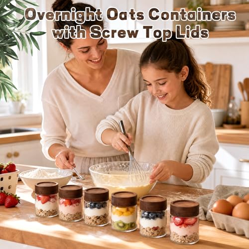 6 pc Glass Spice jars Glass Jars with Screw Lid 5 oz Acacia Wood Glass Herb Sugar Coffee Bean Ground Container Food Storage Canister for Candy Pantry Tea Seasoning Meal Prep Snack (6*150ml(5oz))