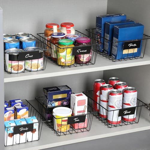 8 Pack Wire Storage Baskets for Organizing with Removable Tags (Small-8 Pack)