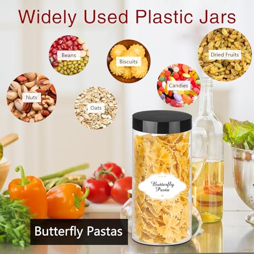16 OZ Plastic Jars with Lids (16OZ 24Pcs Black)