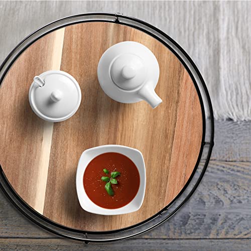 2 Pack ] 10" & 11" Acacia Wood Lazy Susan Organizers with Steel Sides (2 Count)
