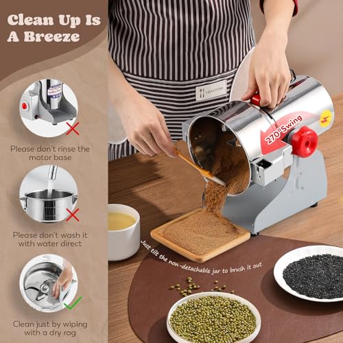Grain Mill Grinder Commercial Spice Grinder (Silver / 700g Swing)
