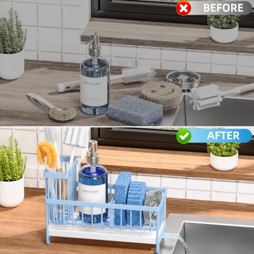 Sponge Holder for Kitchen Sink (Blue - 9.25″)