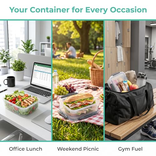 3cup Plastic Food Storage Containers With Lids For Portion Control (3 cups)