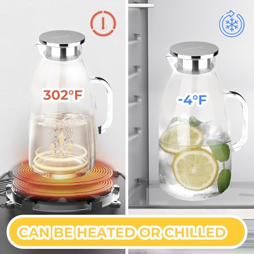 3 Liter 101 oz Glass Pitcher with Lid and Spout (101 Ounces / Clear)