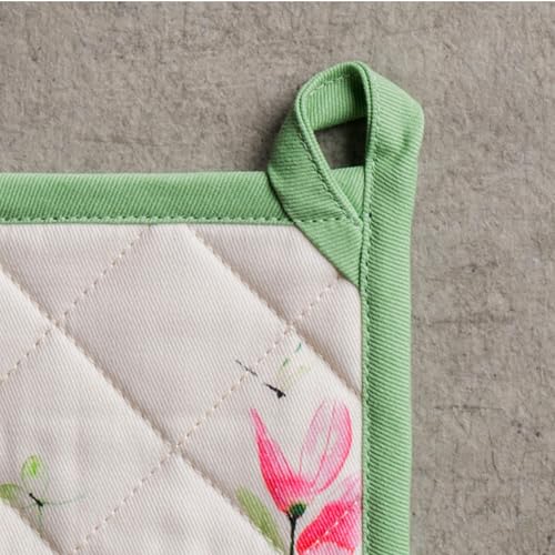 Pot Holders 100% Cotton Potholders (019 - Botanical Fresh / 8" x 8" (Pot Holder Pack of 2))