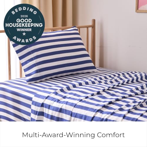 Iconic 3-PC, Ultra Soft Sheet Set (Twin, Oxford Stripe Blue Nova) (3493 Oxford Stripe Blue Nova / Twin)