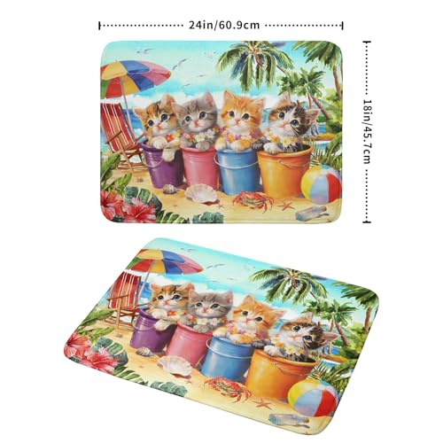 Lovely Cat Dish Drying Mat for Kitchen Counter Holiday Beach Absorbent Coffee Bar Mat 18 X 24 In (Lovely Cat Blue / 24" x 18")