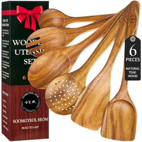 6 Piece Teak Wood Cooking Utensil Set (6 PCS Set)