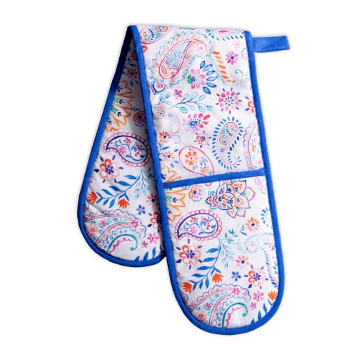 Double Oven Mitts 100% Cotton Double Oven Glove (083 - Indian Floral / 7" x 35" (Double Oven Mitt))