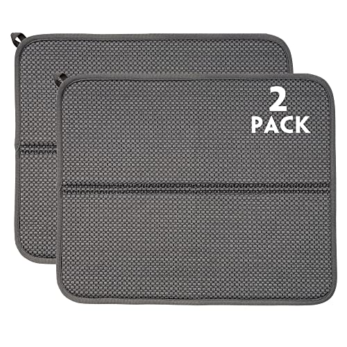 Dish Drying Mats 2 Pack (16''X18'' / 2 Pack Grey)