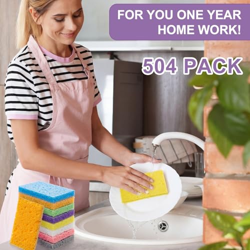 504 Pcs Sponges Bulk Sponges Kitchen Compressed Sponge (Multicolor)