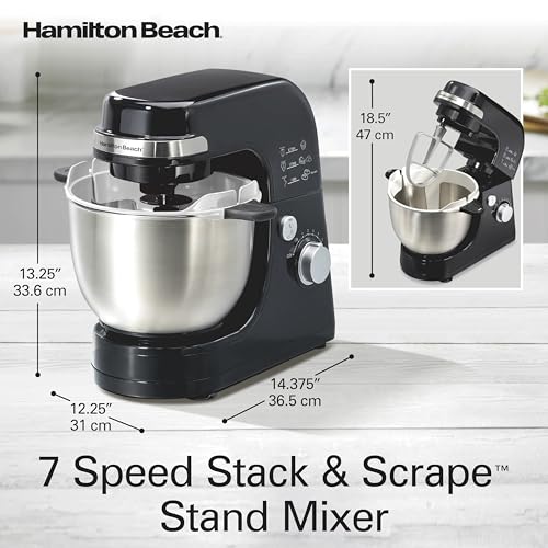 4 Quart Electric Stand Mixer With 7 Speeds (Black / 7 Speeds with Whisk & Bowl Scraper)