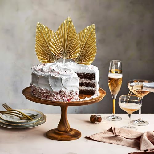 6Pcs Paper Palm Fan Cake Toppers Palm Spear Leaves Fan Cupcake Toppers Cake Insert Decorations Craft DIY Cake Bakeware Decoration for Birthday Party Wedding Party Decor Supplies Light Gold (Light Gold)