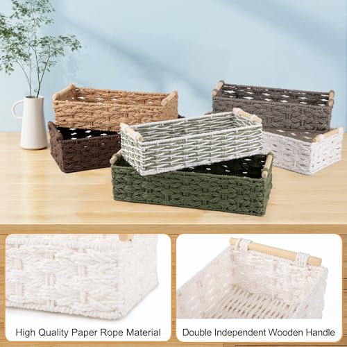 Toilet Paper Baskets Handmade Paper Rope Decorative Wicker Storage Tank Shelf Cabinet Organizer for Bathroom Home (White)