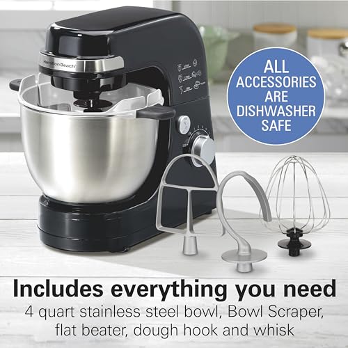 4 Quart Electric Stand Mixer With 7 Speeds (Black / 7 Speeds with Whisk & Bowl Scraper)