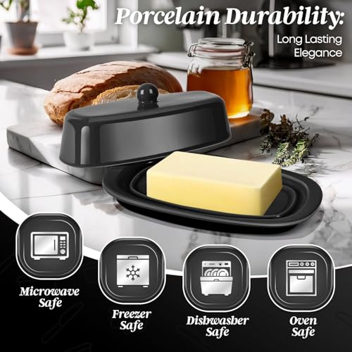 Standard Ceramic Butter Dish with Lid (Black / Standard)