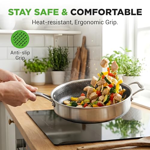 3.4QT Deep Frying Pan with Lid (Deep frying pan / Stainless Steel)