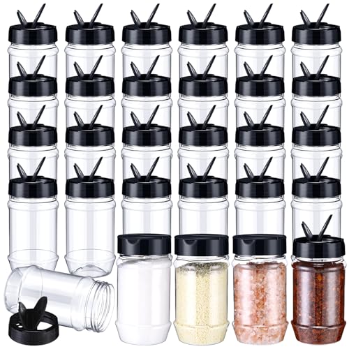 12.2 oz 30 Pack Plastic Spice Jars with Shaker Lids Clear Seasoning Containers Spice Bottles for Kitchen Storing Herbs Seasoning Powders (30 Count)