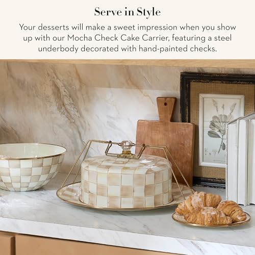 Enamel Cake Carrier (Mocha Check)