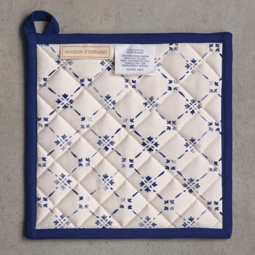 Pot Holders 100% Cotton Potholders (015 - Faience / 8" x 8" (Pot Holder Pack of 2))