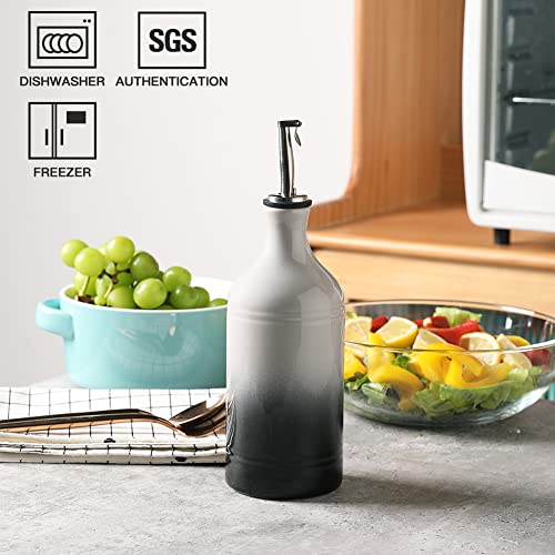 Sweejar Ceramic Olive Oil Dispenser Bottle (15.5 oz, Set of 1 / Gradient Gray)