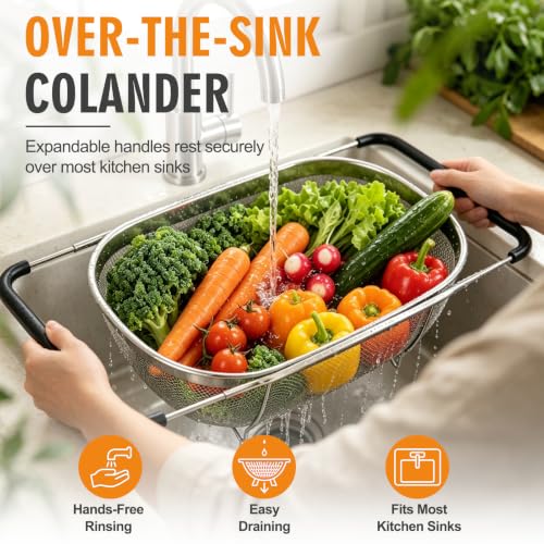 Over the Sink Colander (6-Quart Over the Sink Colander 2 PCS)