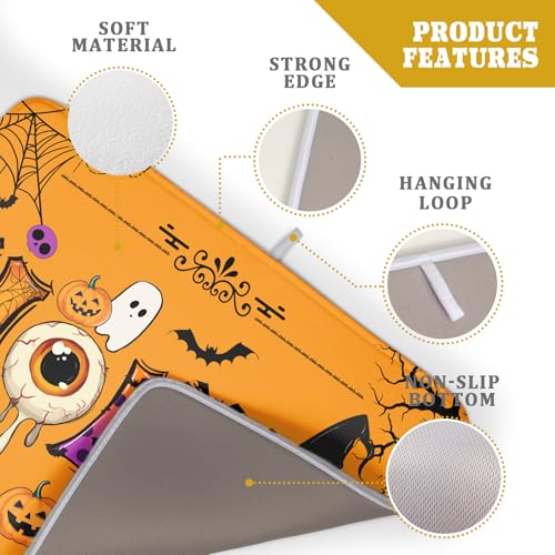 Orange Halloween Dish Drying Mat for Kitchen Counter Home Decor Pad (Funny Home Orange / 24" x 18")