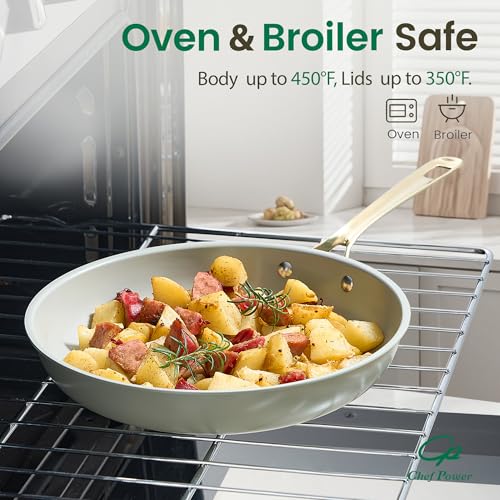 Ceramic Cookware Sets (Sage Green / 10 Pcs Set)