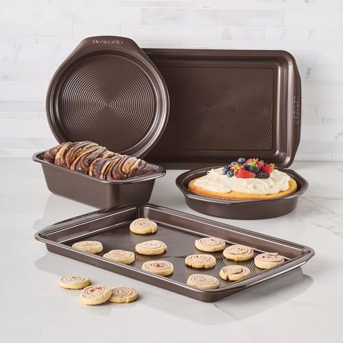 Nonstick Bakeware Set with Nonstick Cookie Sheet (Chocolate Brown / 5 Piece)