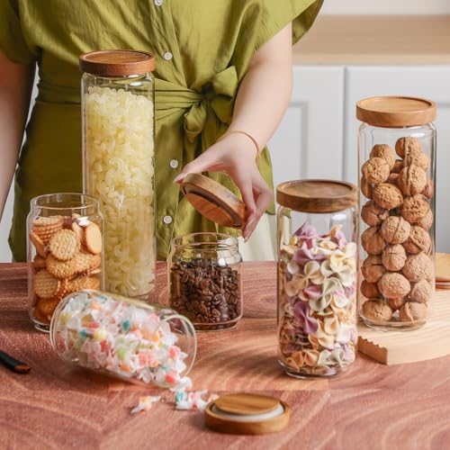 54 Oz Tall Glass Jars with Airtight Wood Lids (54 OZ SET OF 3)