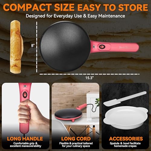 Instant Crepe Maker with Handle (Crepe Maker (Red))