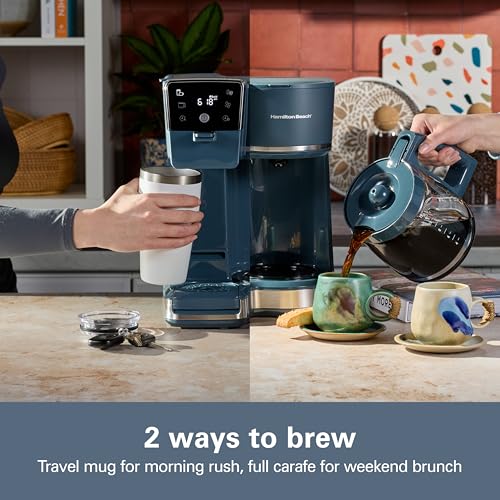 2 Way Drip Coffee Maker & Single Serve Coffee Machine (12 Cup / Kitchen Makeover Blue)