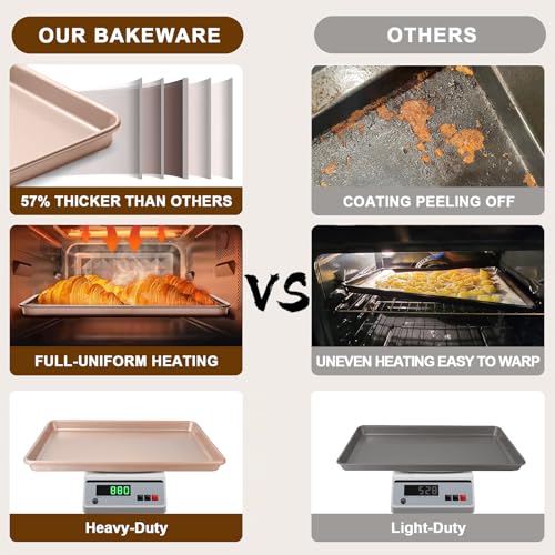 Baking Sheet Pan Set of 2 (17.5x12x1 inch Set / Rose Gold)
