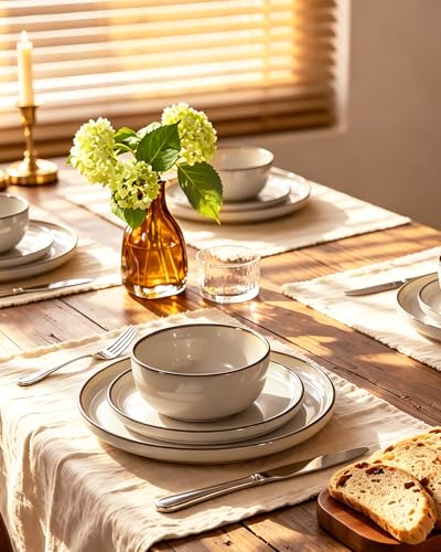 Milkyway 12 Piece Stoneware Dinnerware Set (Light khaki / Service for 4 (Standard Dinner Set))