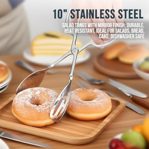 2 PACK Salad Tongs for Serving (Silver)