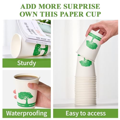 270 Pack Compostable Paper Cups (White Green)